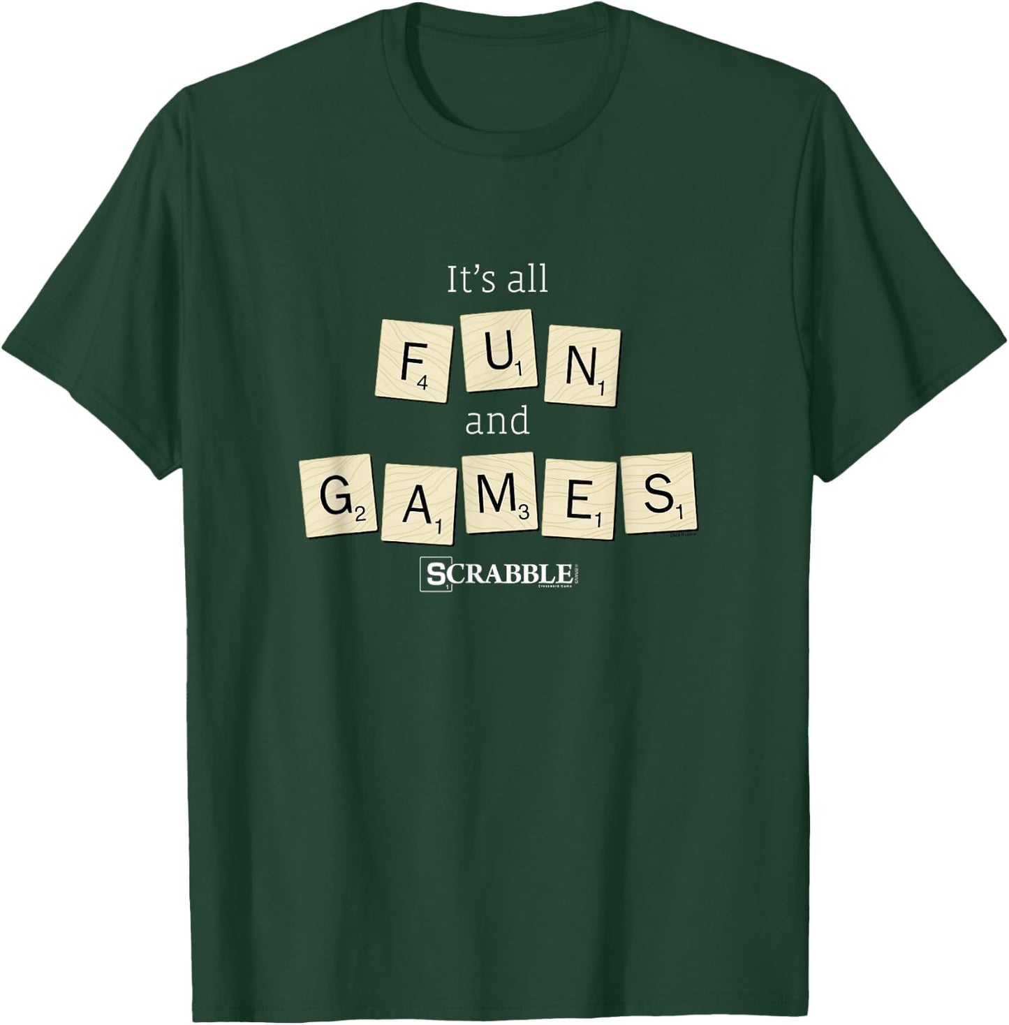 Scrabble It's All Fun And Games Vintage Tile Logo T-Shirt - T-Shirt | Forest