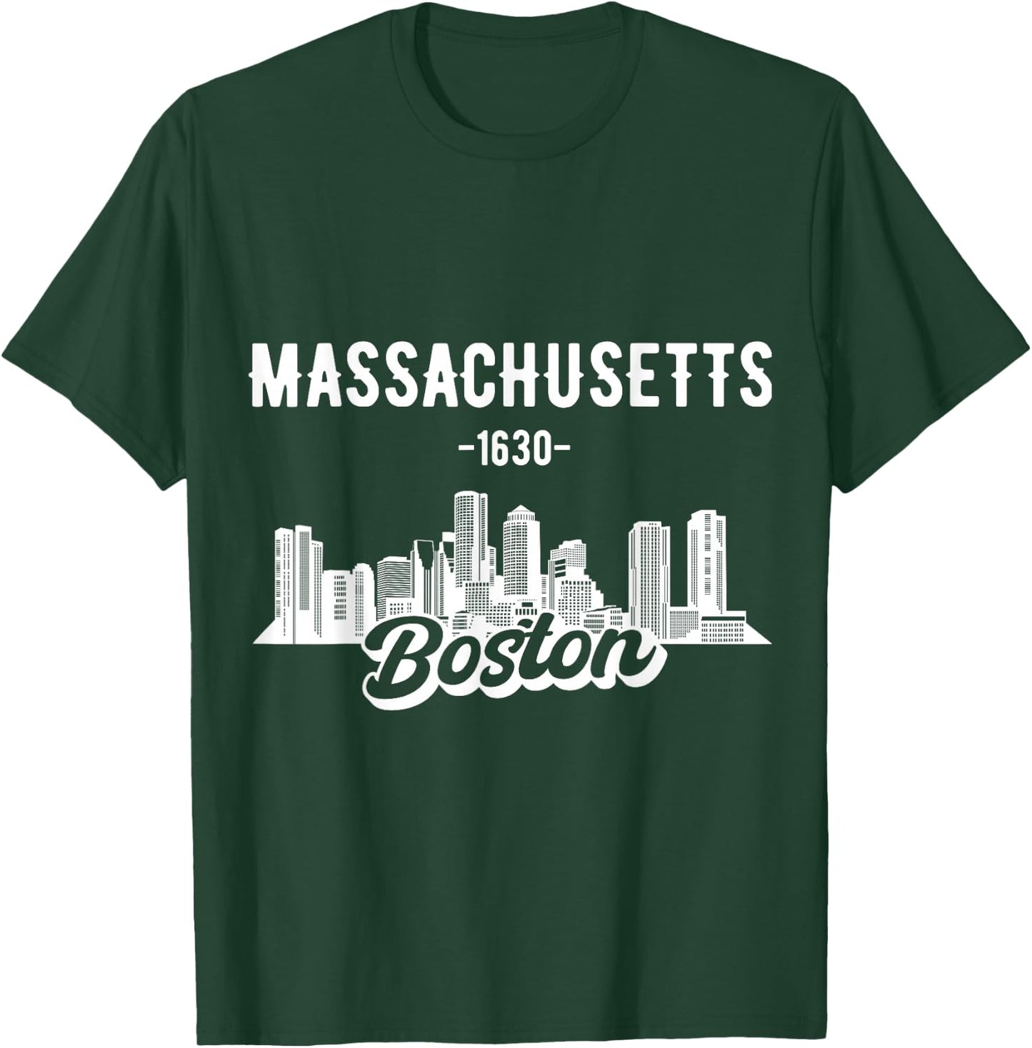 Boston Massachusetts Skyline T-Shirt - T-Shirt | Forest