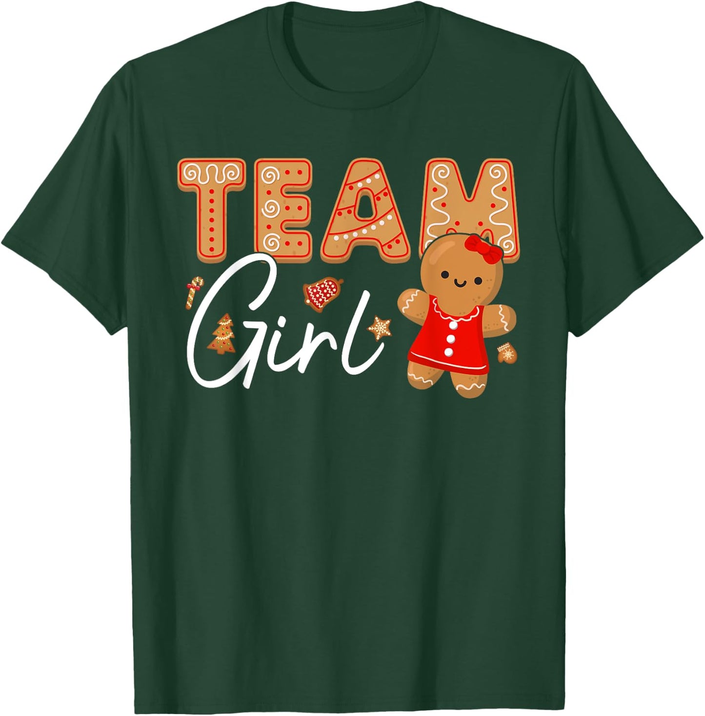 Gingerbread Christmas Team Girl Gender Reveal Baby Shower T-Shirt - T-Shirt | Forest