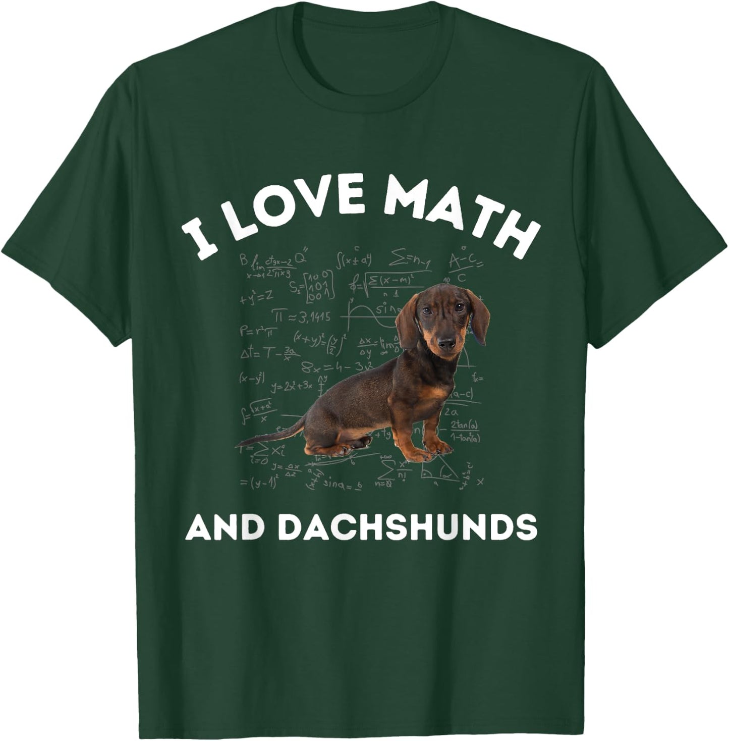 I Love Math and Dachshunds Dog Algebra Teacher Appreciation Men Women Girls Kids T-Shirt - T-Shirt | Forest