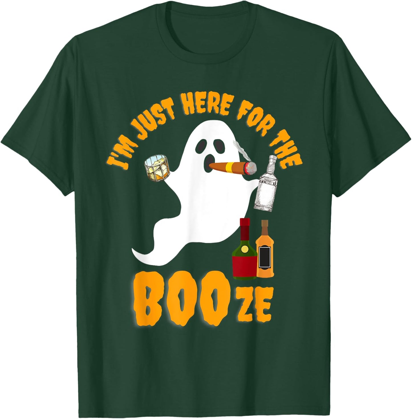 I'm Just Here For The Boos Booze Bourbon Drinking Halloween T-Shirt - T-Shirt | Forest