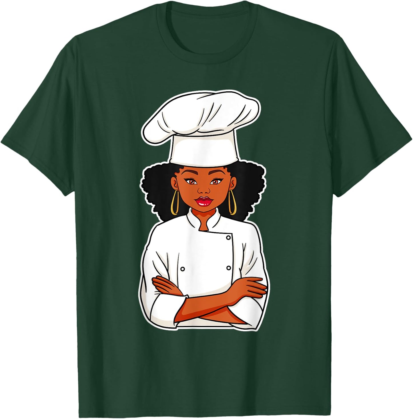Chef African American Black Woman Afro Hair Cook Culinarian T-Shirt - T-Shirt | Forest