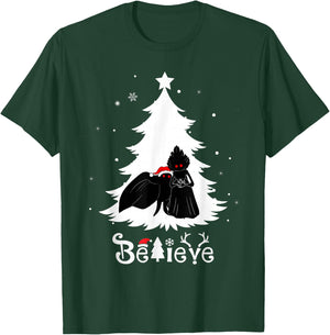 Believe Mothman And Flatwoods Monster Christmas Cryptid T-Shirt - T-Shirt | Forest