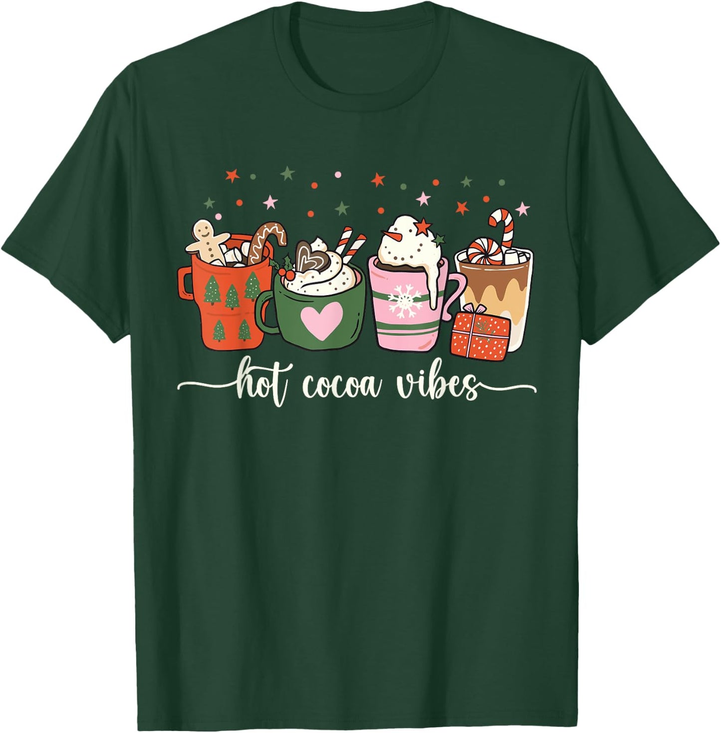 Hot Cocoa Vibes Cute Hot Chocolate Cozy Festive Christmas T-Shirt - T-Shirt | Forest