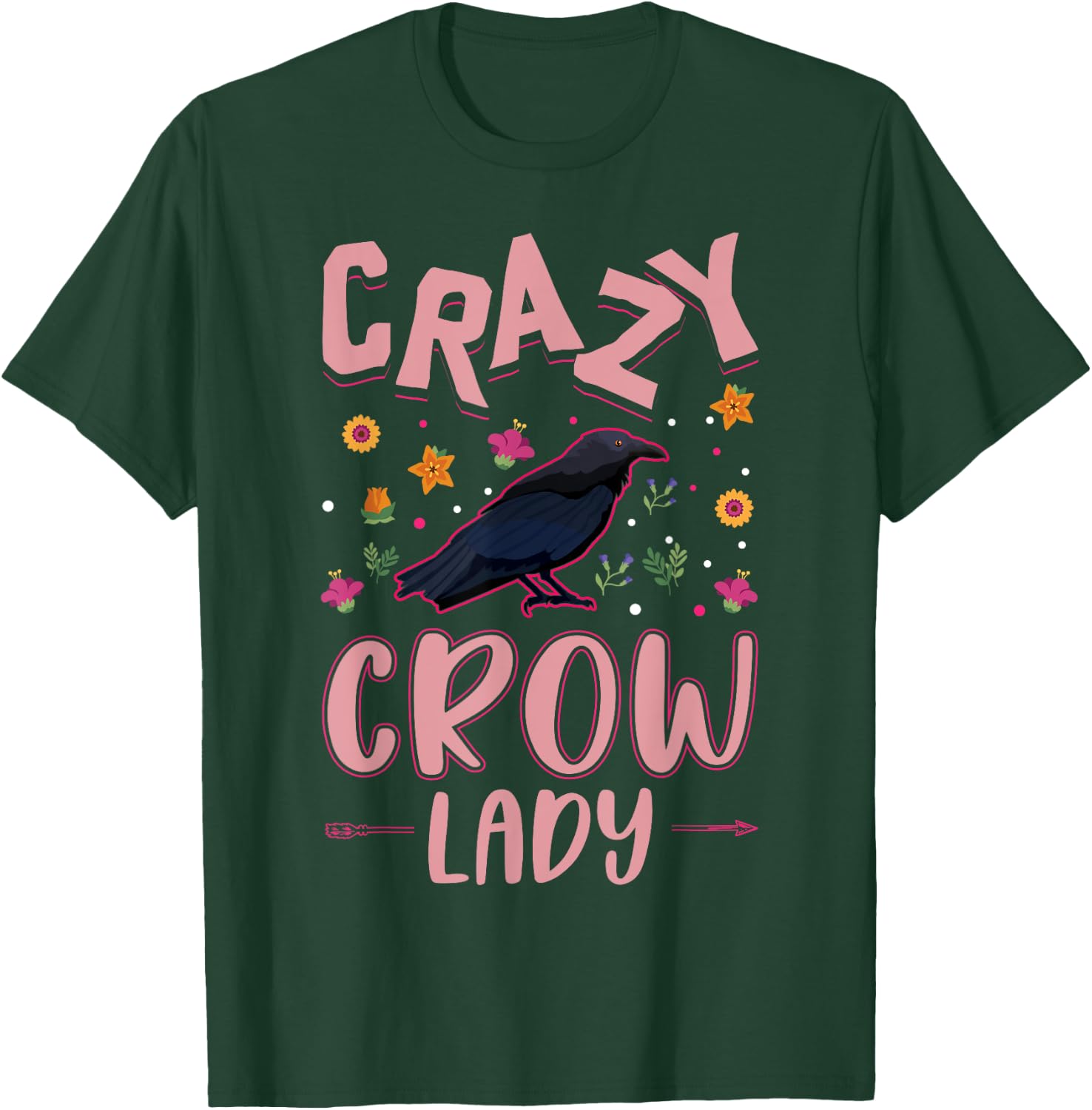 Crazy Crow lady Raven Girl Crow T-Shirt - T-Shirt | Forest
