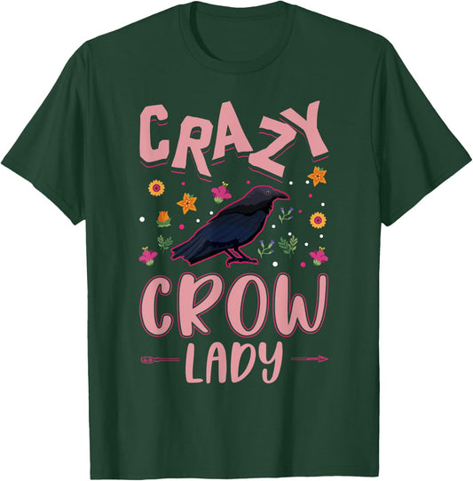 Crazy Crow lady Raven Girl Crow T-Shirt - T-Shirt | Forest