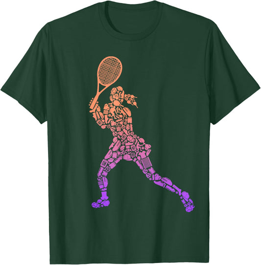 Tennis Player Rackets Women Kids Girls Tennis T-Shirt - T-Shirt | Forest
