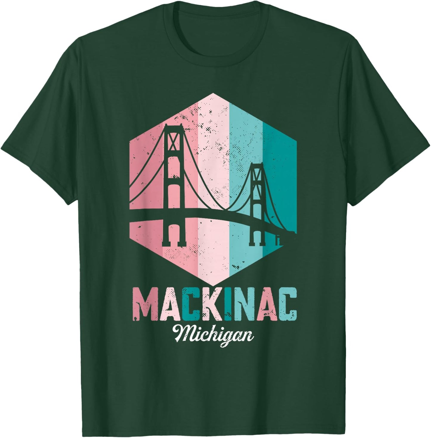 Retro Mackinac Bridge Souvenir Mackinaw Vintage Michigan T-Shirt - T-Shirt | Forest
