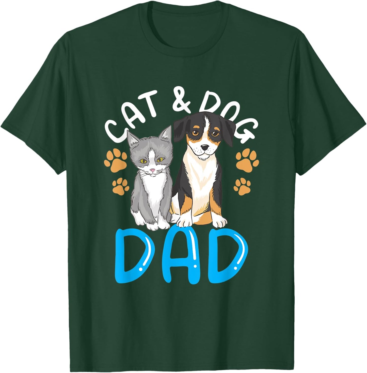 Cat And Dog Dad Boy Guy Lover Cats Dogs Father Daddy Papa T-Shirt - T-Shirt | Forest