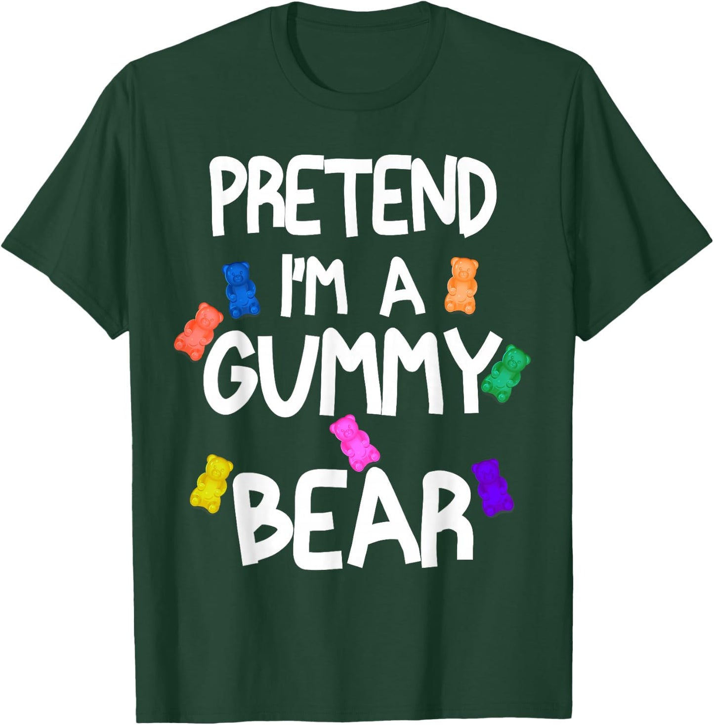 Pretend I'm A Gummy Bear Funny Lazy Halloween Costume T-Shirt - T-Shirt | Forest