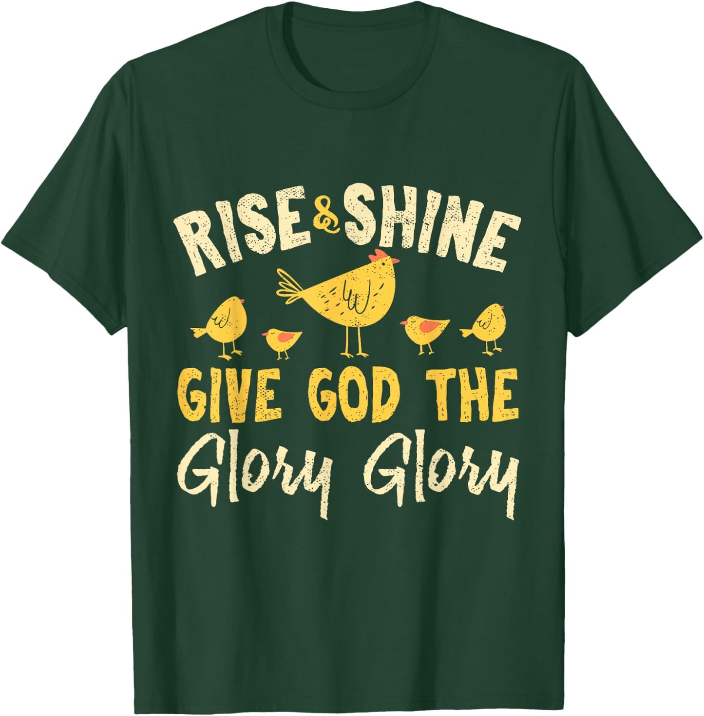 Rise and Shine - Vintage Chicken Christian T-Shirt - T-Shirt | Forest