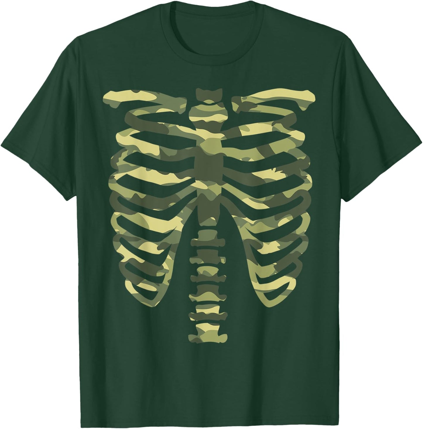 Camo Skeleton Military Halloween Costume Lazy Easy T-Shirt - T-Shirt | Forest