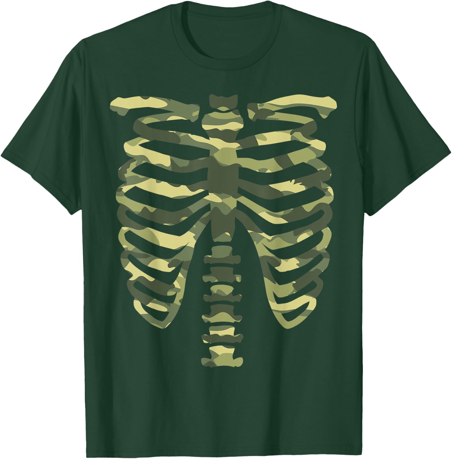 Camo Skeleton Military Halloween Costume Lazy Easy T-Shirt - T-Shirt | Forest