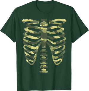 Camo Skeleton Military Halloween Costume Lazy Easy T-Shirt - T-Shirt | Forest