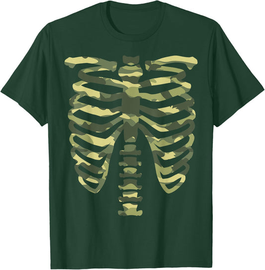 Camo Skeleton Military Halloween Costume Lazy Easy T-Shirt - T-Shirt | Forest