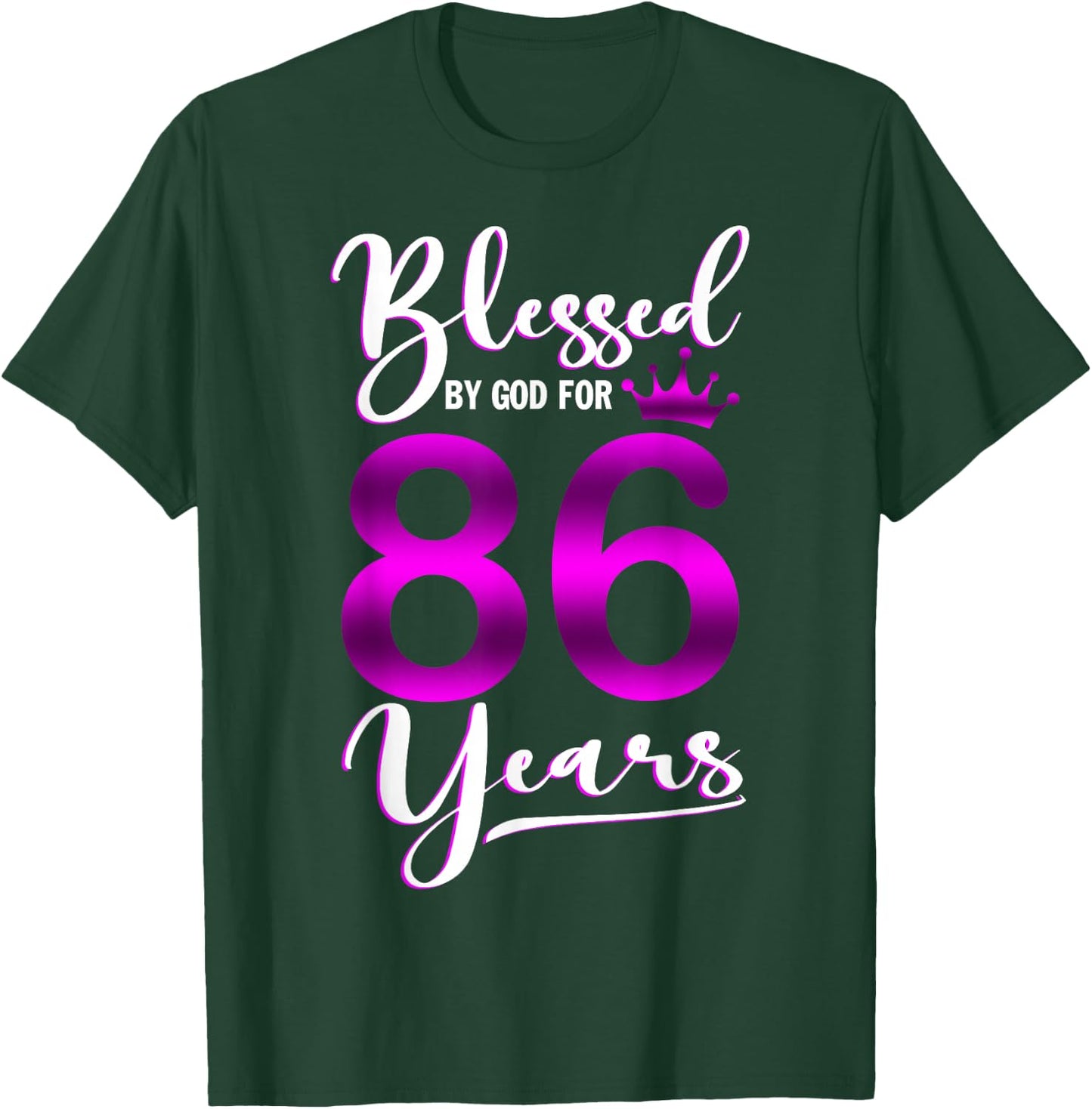 Vintage Blessed by God For 86 Years Old Happy 86th Birthday T-Shirt - T-Shirt | Forest