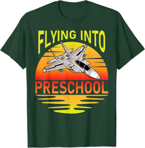 Flying Into Preschool Airplane Teacher Back To School Men Women Kids T-Shirt - T-Shirt | Forest