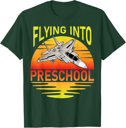 Flying Into Preschool Airplane Teacher Back To School Men Women Kids T-Shirt - T-Shirt | Forest