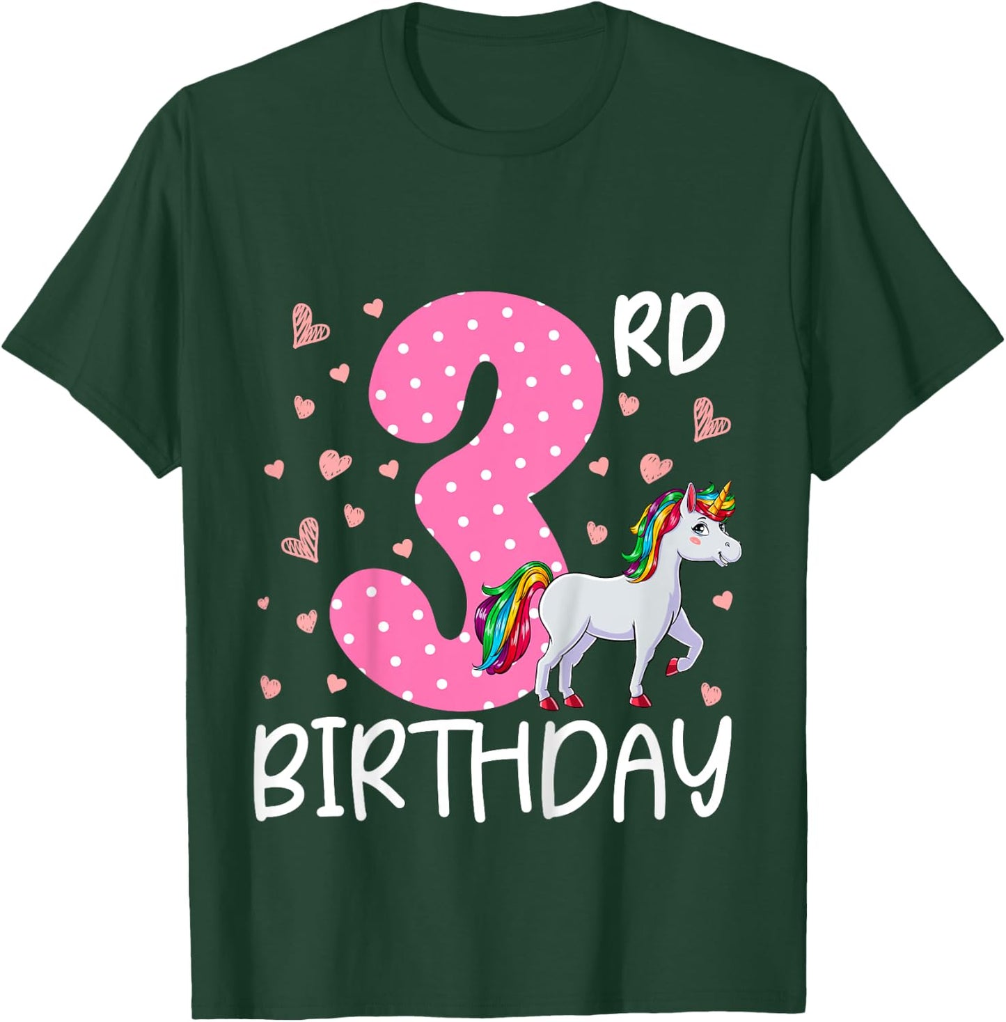 3 Years Old Girls Unicorn 3rd Birthday T-Shirt - T-Shirt | Forest