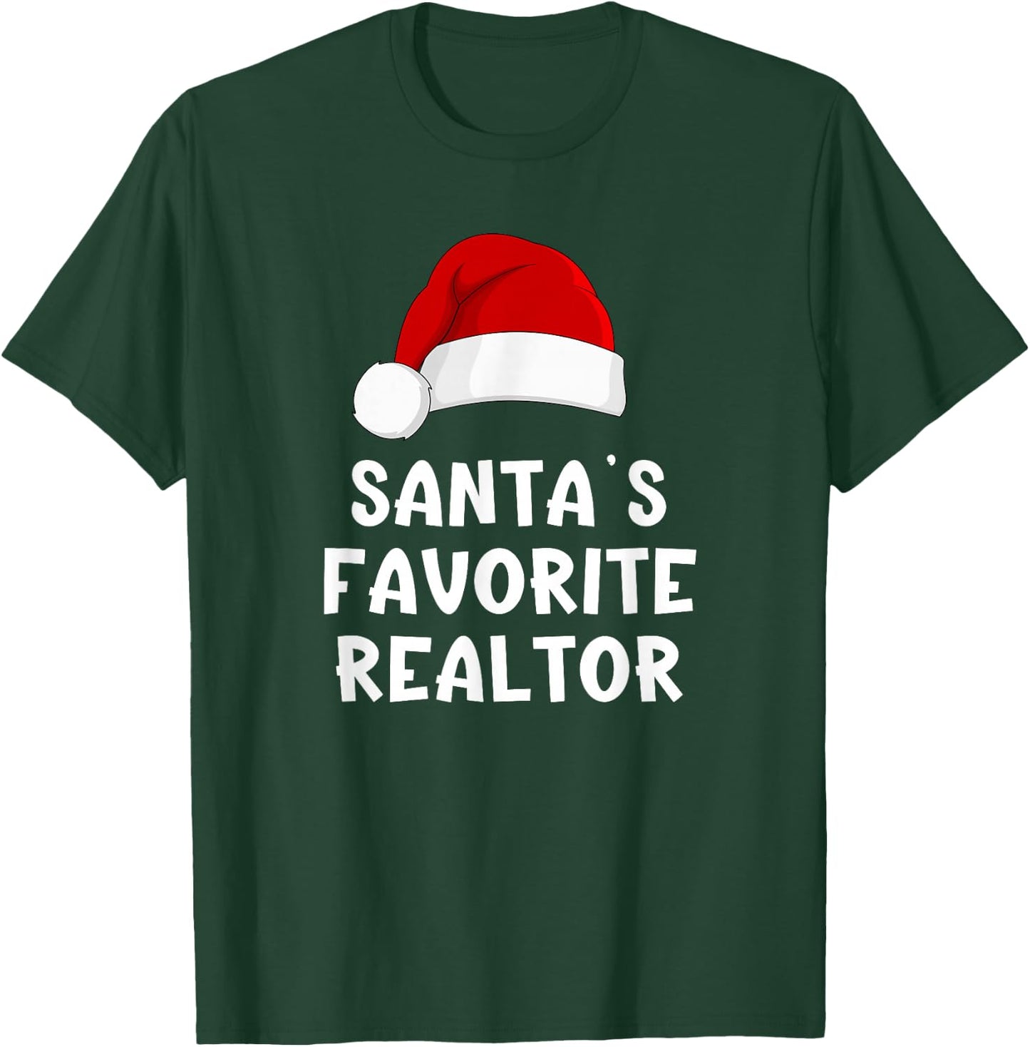 Christmas Santa's Favorite Realtor Funny Real Estate Agent T-Shirt - T-Shirt | Forest