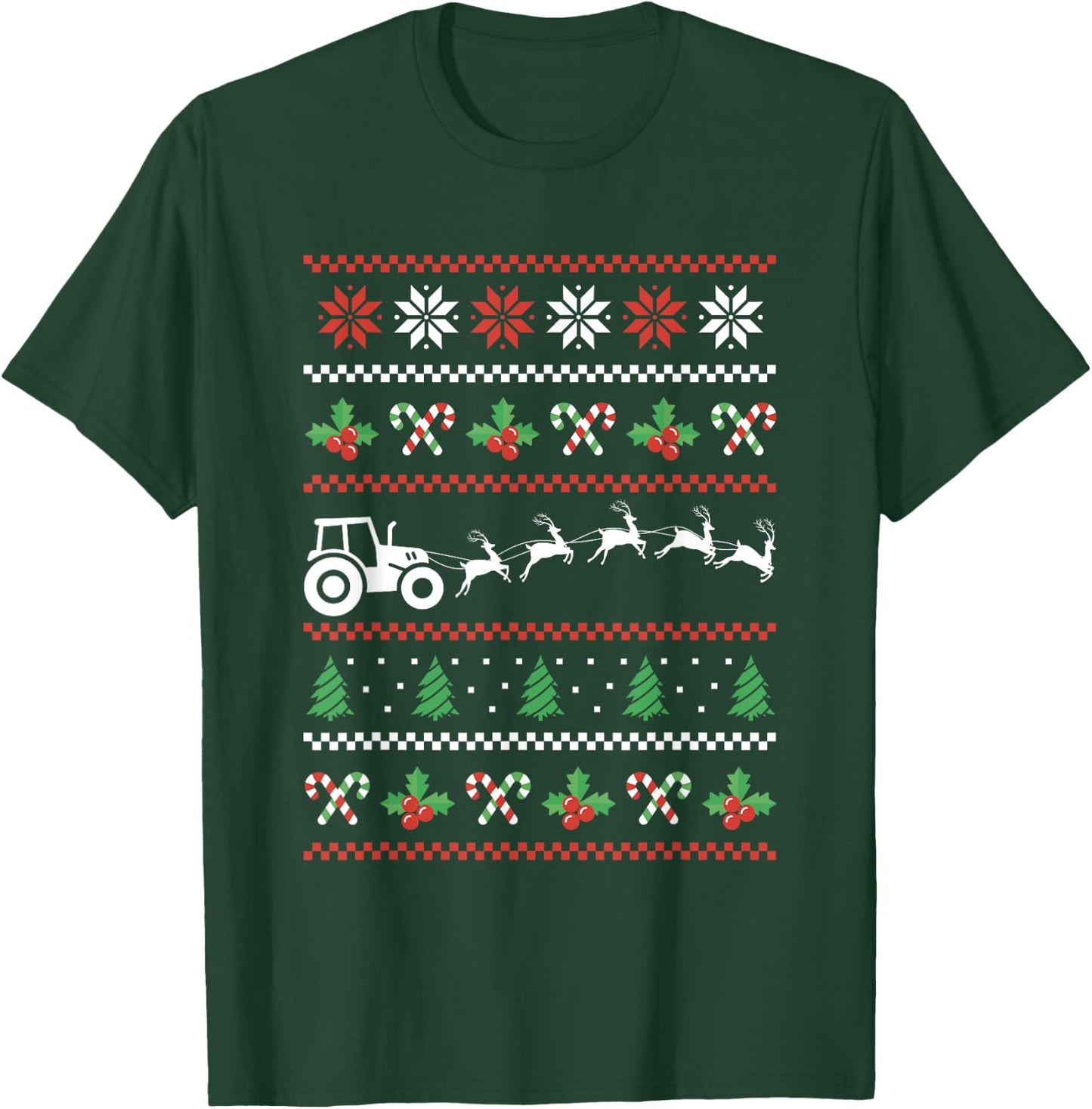 Tractor Reindeer Ugly Christmas Farm Farming Xmas Farmer T-Shirt - T-Shirt | Forest