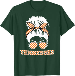 Tennessee State Orange USA Messy Bun Hair Pride TN T-Shirt - T-Shirt | Forest