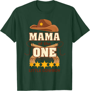 Boy 1st Birthday Mama Cowboy Rodeo Western First Bday Party T-Shirt - T-Shirt | Forest