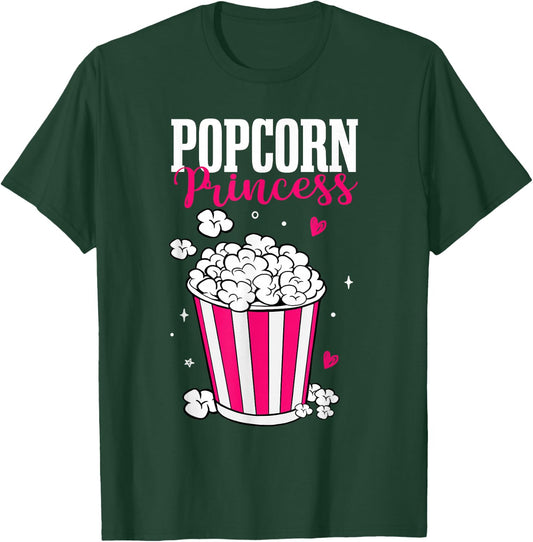 Popcorn Princess Women Cute Movie Night Cinema Snack T-Shirt - T-Shirt | Forest