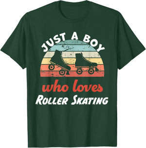 Just A Boy Who Loves Roller Skating Kids Roller Skating Boys T-Shirt - T-Shirt | Forest