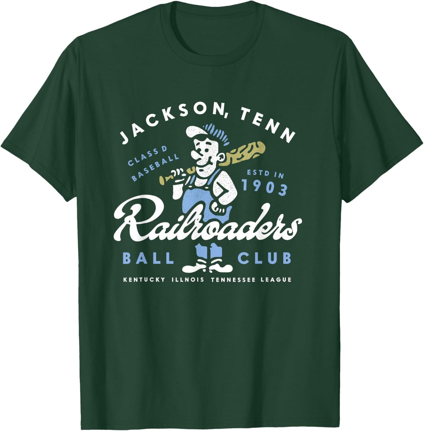 Jackson Railroaders Tennessee Vintage Defunct Baseball T-Shirt - T-Shirt | Forest