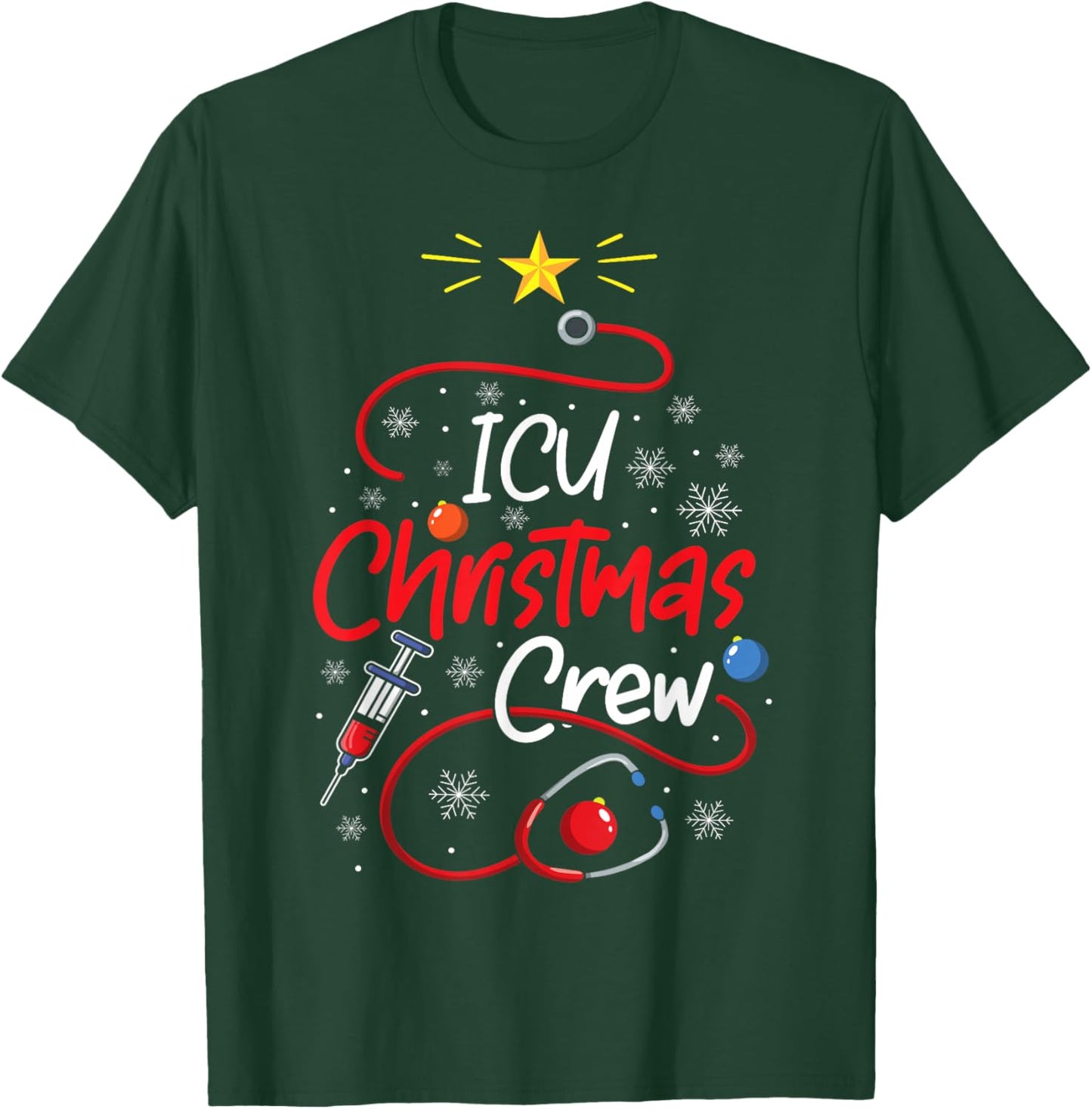 Nurse ICU Christmas Crew Nursing Christmas lights T-Shirt - T-Shirt | Forest