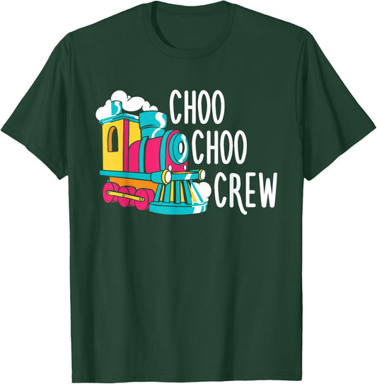 Choo Choo Crew Railway Train Birthday T-Shirt - T-Shirt | Forest