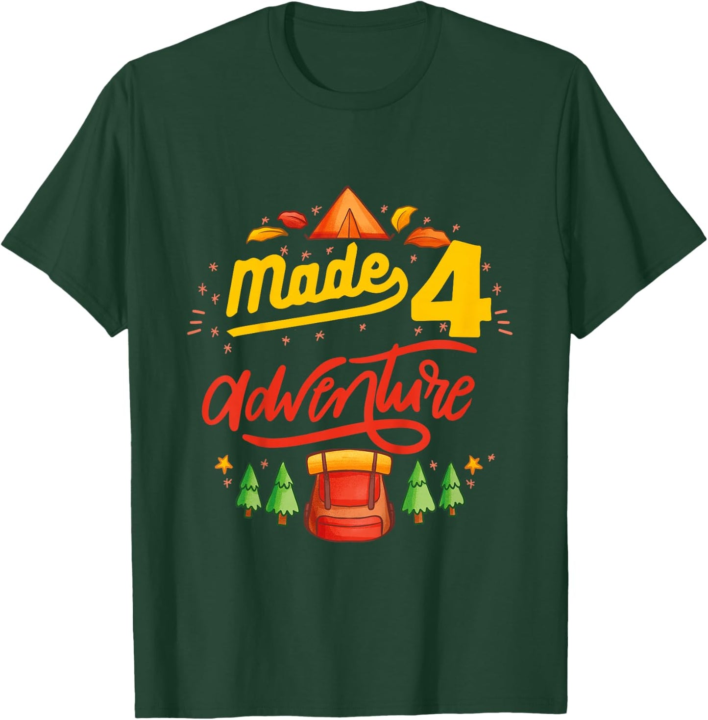 4th Birthday camping themed Party Made four adventure T-Shirt - T-Shirt | Forest