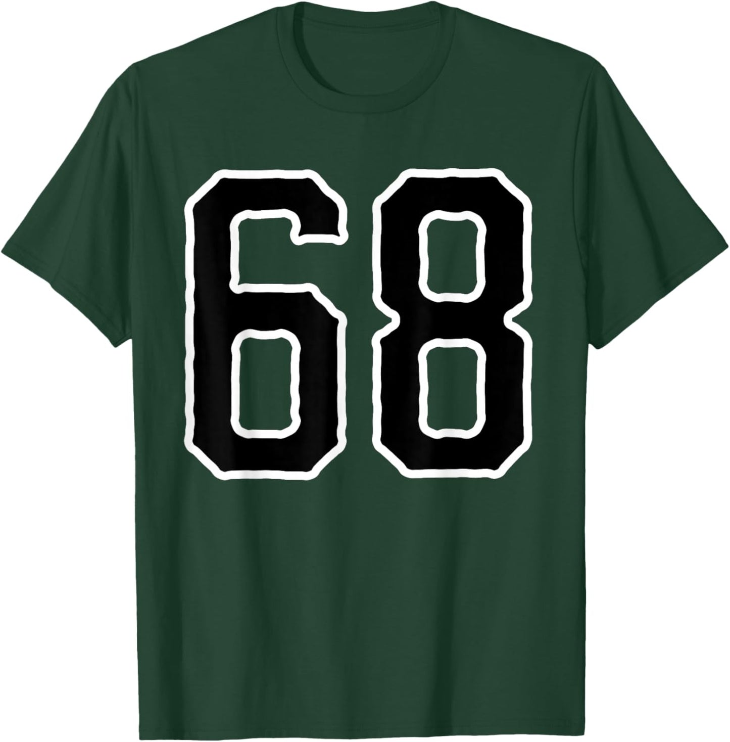 Number #68 White Black Sports Team Varsity Number 68 T-Shirt - T-Shirt | Forest