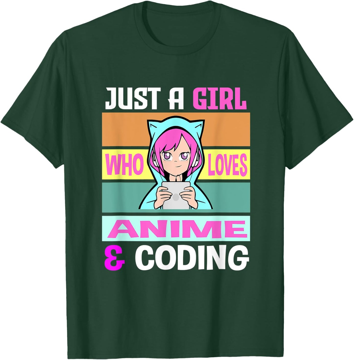 Girl Loves Anime Coding Coders Anime Merch Anime Lover T-Shirt - T-Shirt | Forest