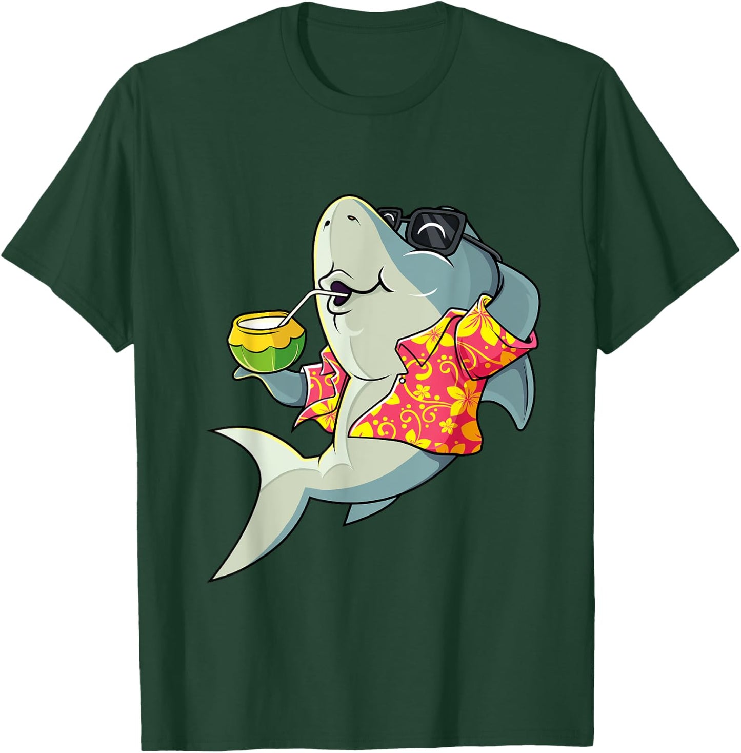 Hawaiian Shark Summer Tropical Luau Party Men Boys Kids T-Shirt - T-Shirt | Forest