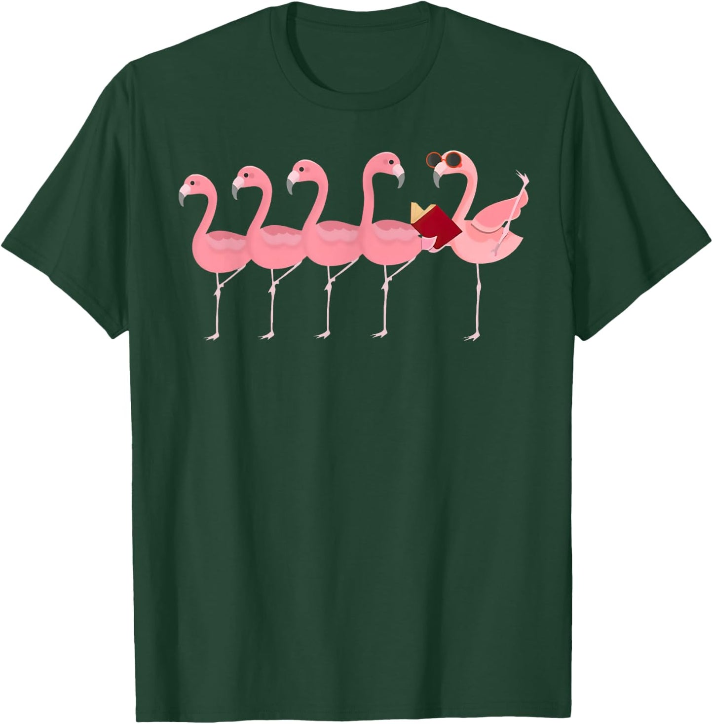 Book Flamingo Reading Classic T-Shirt - T-Shirt | Forest