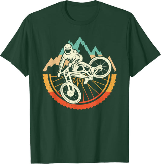 Mountain Bike Downhill Biker Vintage Men Boys MTB T-Shirt - T-Shirt | Forest