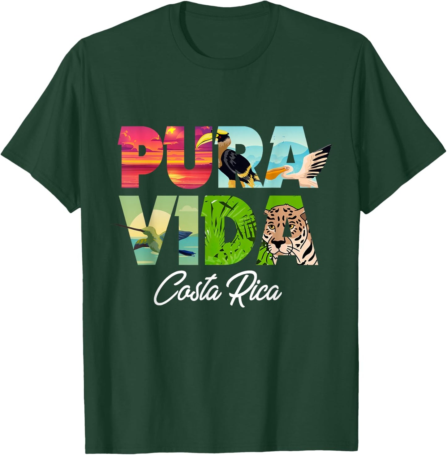 Pura Vida Costa Rica Souvenir - Cool Central America Travel T-Shirt - T-Shirt | Forest