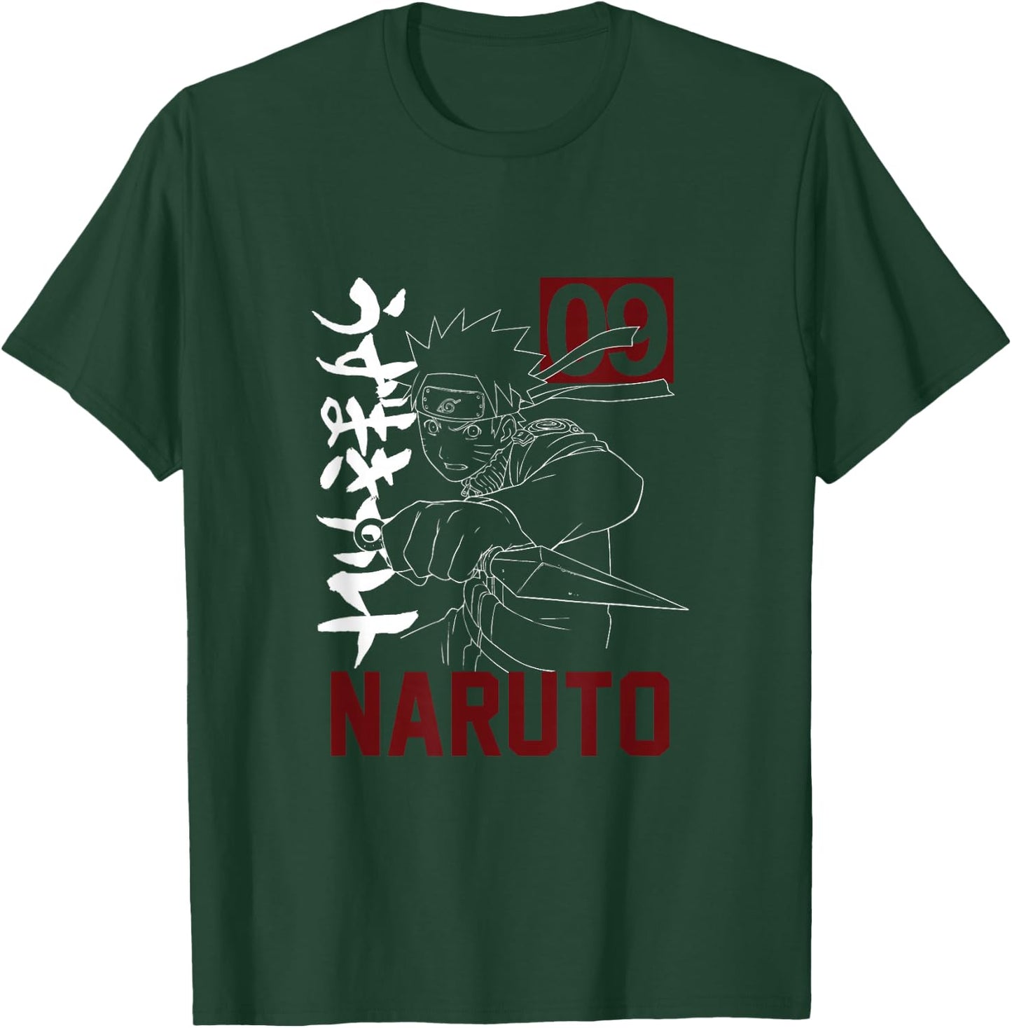 Naruto - Anime Graphic with Kunai Kanji Design - Black, Short Sleeve, Size S T-Shirt - T-Shirt | Forest