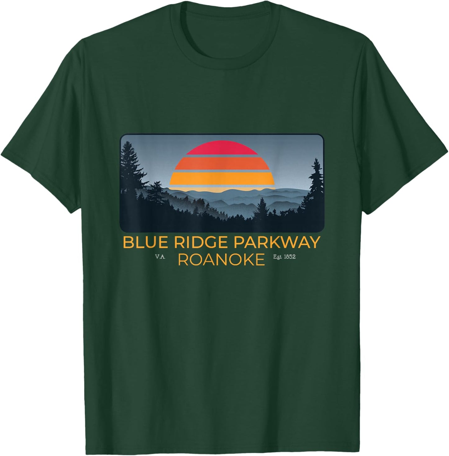 Retro 1970s Sunset Blue Ridge Parkway Roanoke Virginia T-Shirt - T-Shirt | Forest