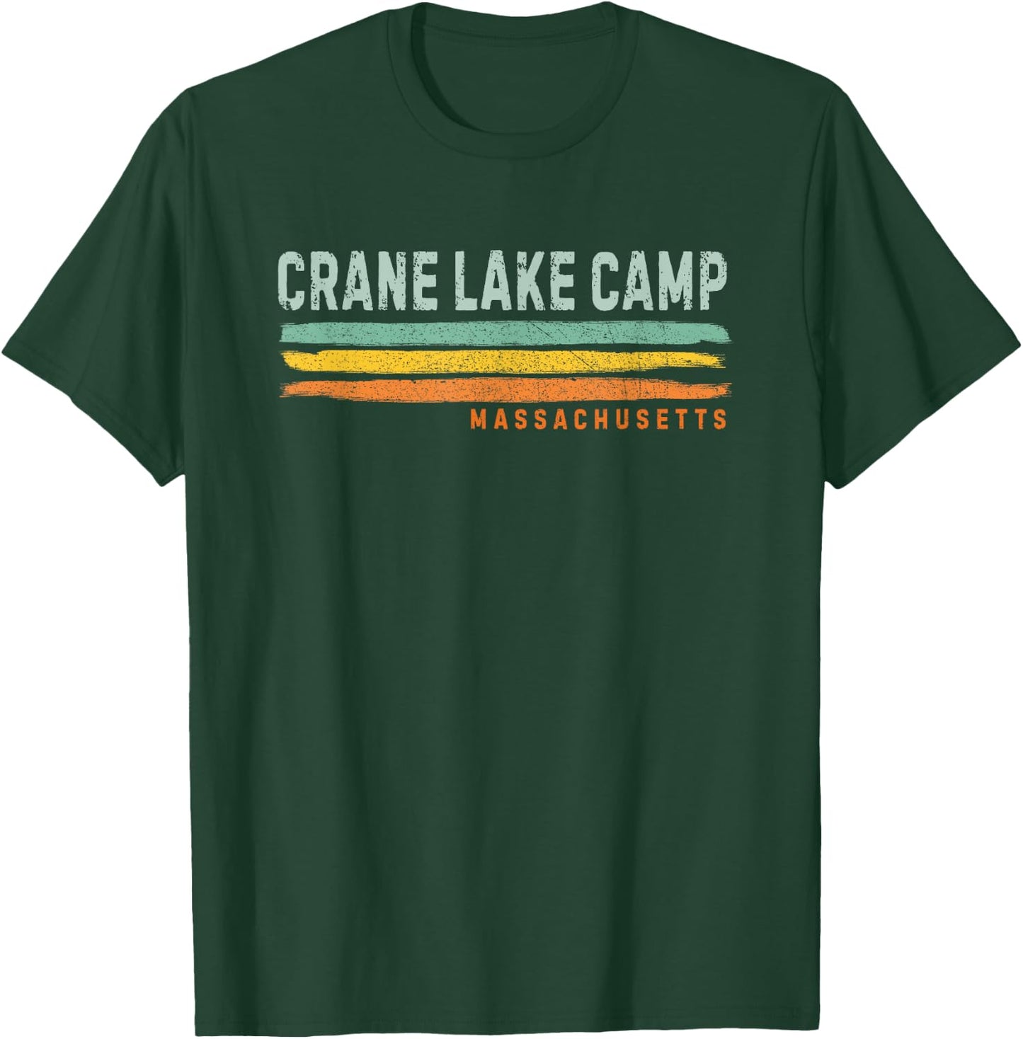 Vintage Stripes Crane Lake Camp MA T-Shirt - T-Shirt | Forest