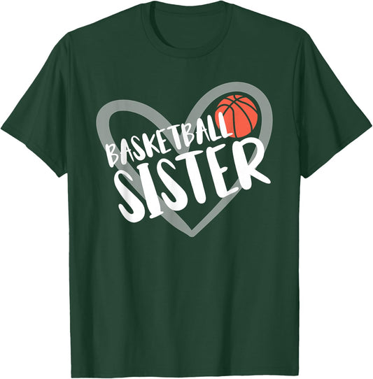 Basketball Sister Heart T-Shirt - T-Shirt | Forest