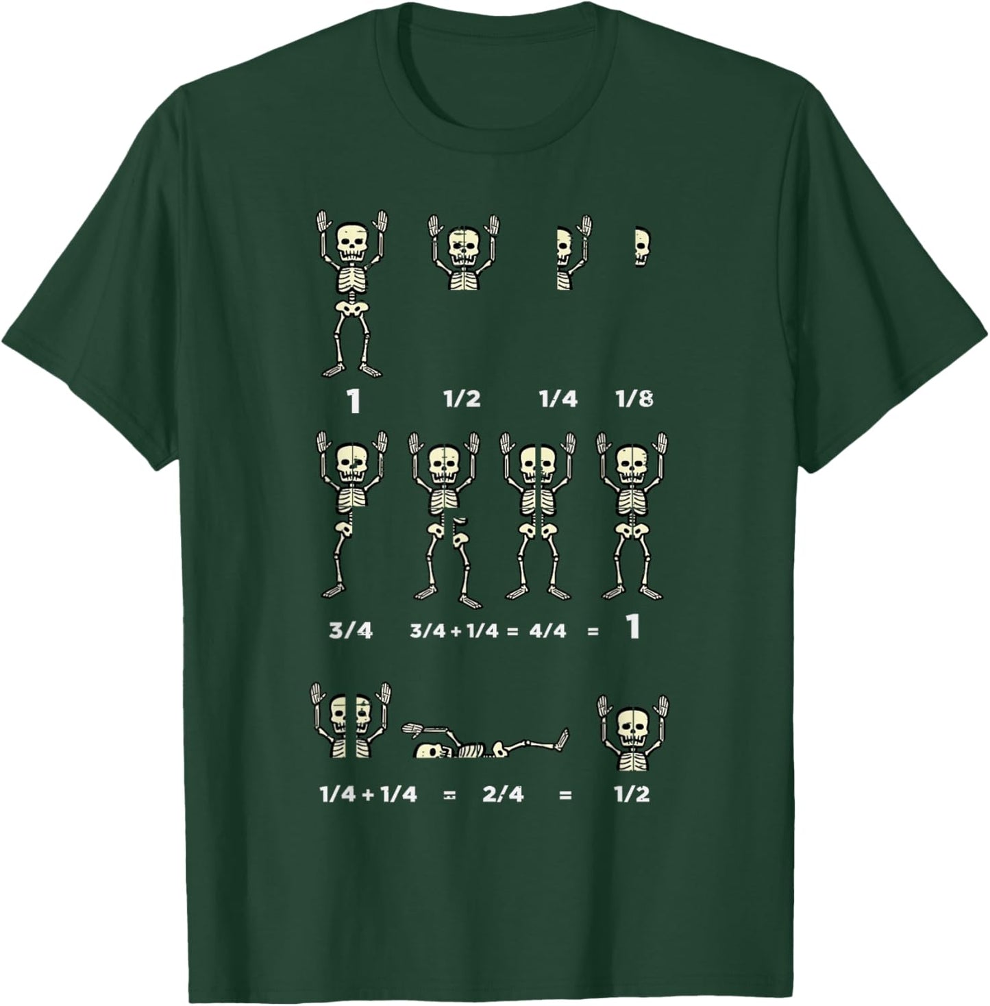 Halloween Skeleton Math Fraction Funny Teacher Men Women T-Shirt - T-Shirt | Forest