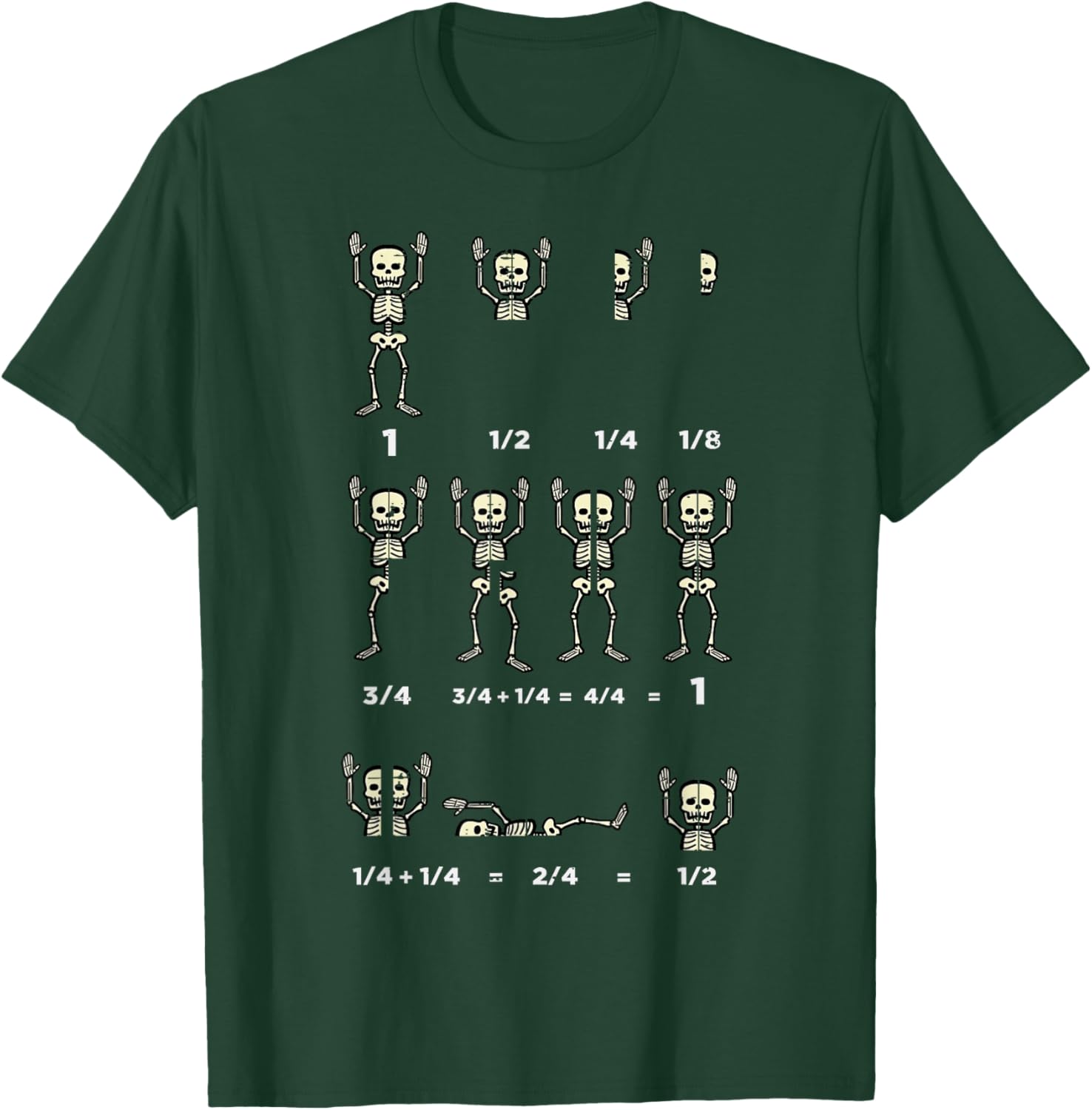 Halloween Skeleton Math Fraction Funny Teacher Men Women T-Shirt - T-Shirt | Forest