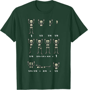 Halloween Skeleton Math Fraction Funny Teacher Men Women T-Shirt - T-Shirt | Forest