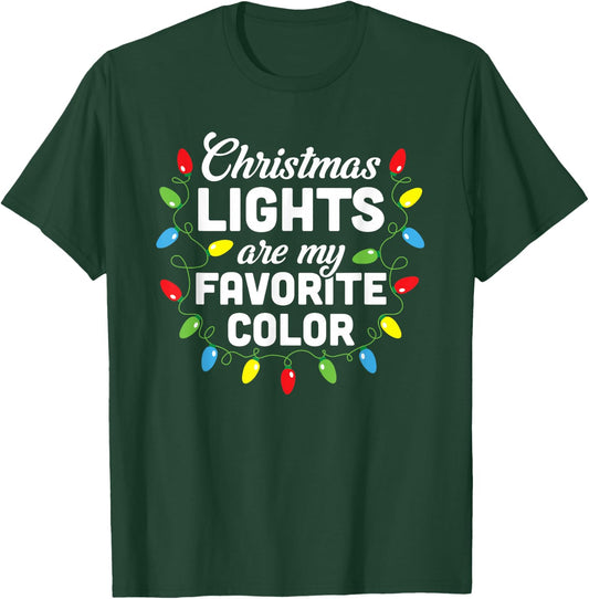 Christmas Lights Are My Favorite Color Christmas Tree T-Shirt - T-Shirt | Forest