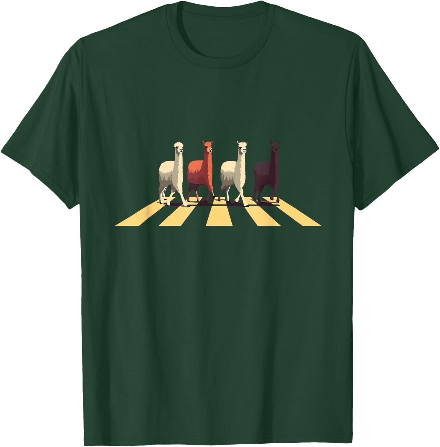 Funny lama crossing Abbey street Road Llama Alpaca T-Shirt - T-Shirt | Forest