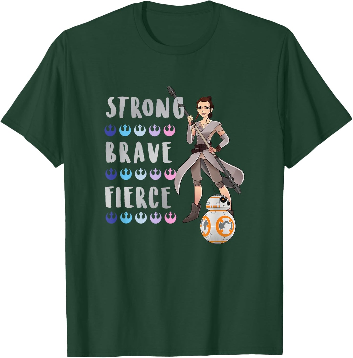 Star Wars Classic Strong Brave Fierce Rey & BB-8 Poster T-Shirt - T-Shirt | Forest