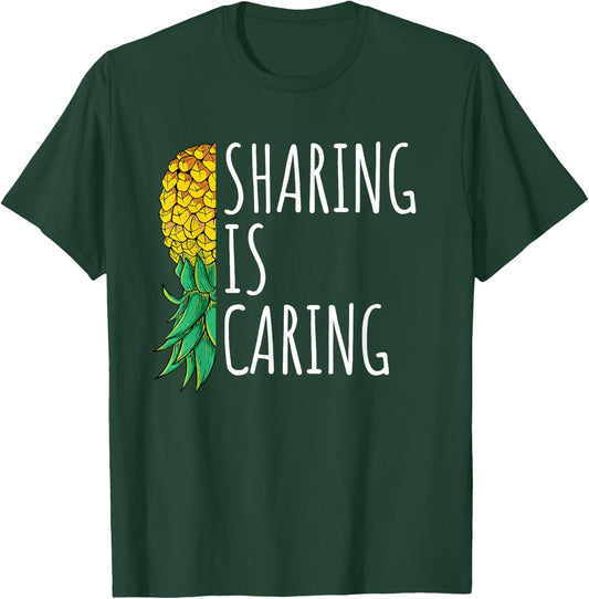 Vintage Sharing is Caring Upside Down Pineapple Swinger T-Shirt - T-Shirt | Forest
